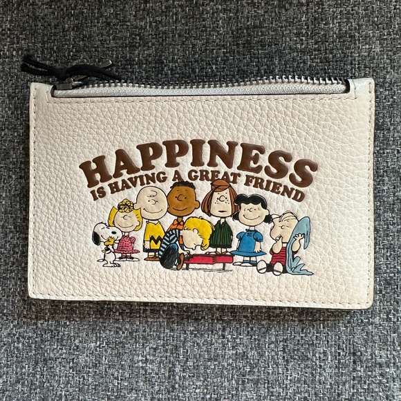 NWT! RARE! Coach X Peanuts Zip Card Case Gunmetal/Chalk Multi CBM79 - Picture 1 of 6